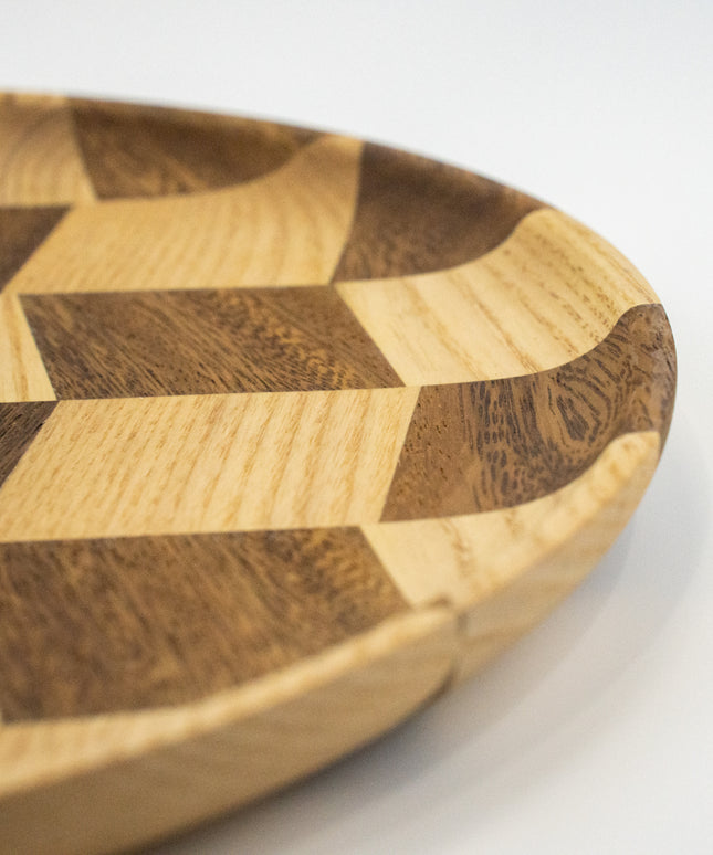 BWL Checkerboard Walnut & Ash Wood Plate - BamWoodLife