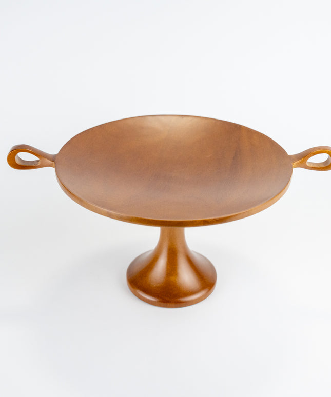 BWL Walnut Wood Pedestal Tray with Handles - BamWoodLife