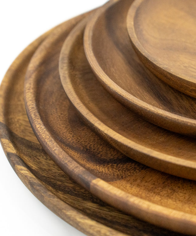 BWL Large Walnut Wood Round Plate - BamWoodLife